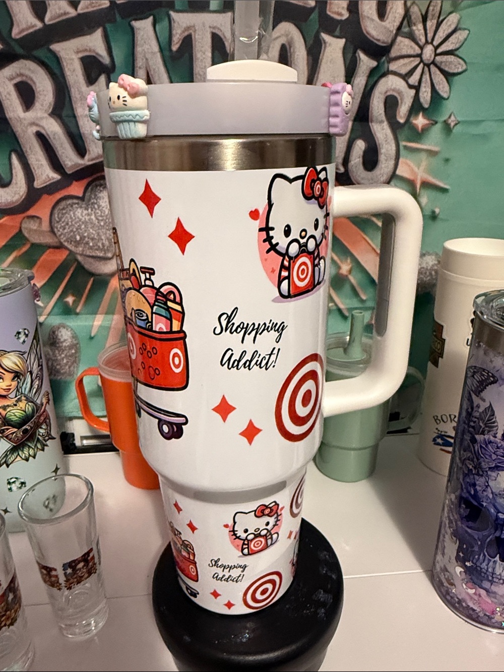 Hello Kitty Shopping Addict Tumbler with customized Lid